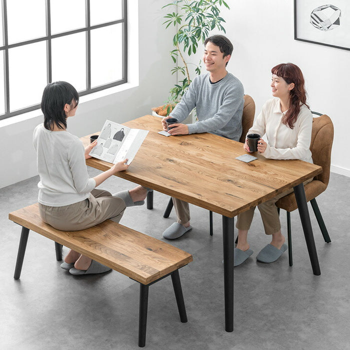 ［幅150］ダイニングテーブルセット 4点 4人掛け ダイニングベンチ ダイニングチェア 天然木 北欧【テーブルのみ搬入設置込み】【超大型商品】〔00100072〕