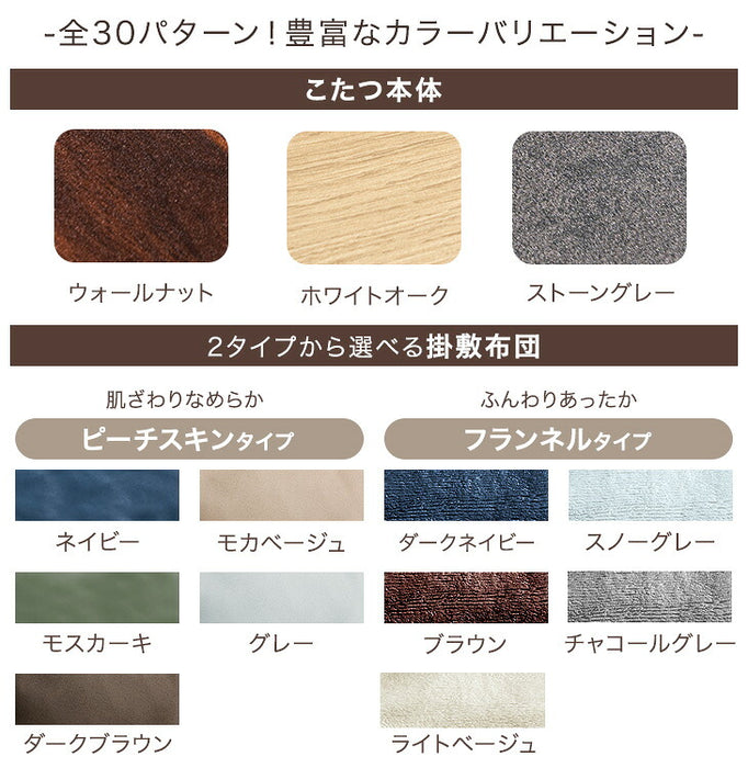 【新発売記念プライス】［テーブル+掛布団+敷布団・ピーチスキン］こたつ3点セット 120×75 長方形 掛敷布団 石英管〔00100088〕