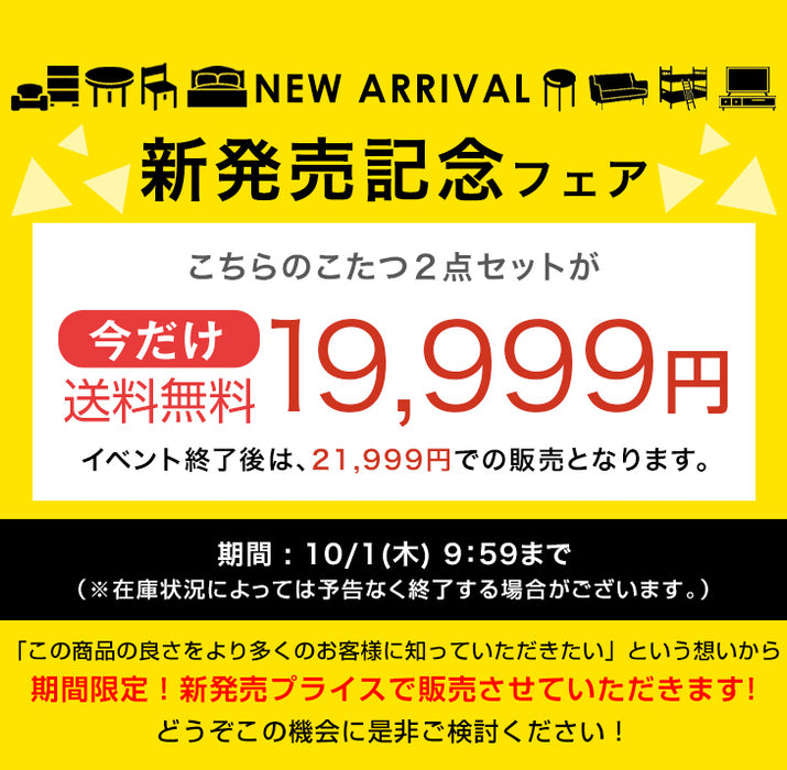 【新発売記念プライス】［2点セット］こたつ 掛け布団 セット 洗える 折りたたみ 楕円形 コンパクト〔00100260〕