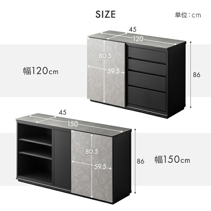 【新発売記念】[幅120cm] 〔60引出し＋60レンジ台〕キッチンカウンター 収納選べる セラミック天板 日本製【搬入設置込み】【超大型商品】〔00100841〕