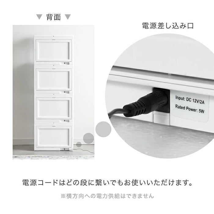 【新発売記念プライス】［1個］LEDライト付き シューズボックス 自動開閉 完成品 靴箱 ショーケース シューズラック コレクションケース〔01700006〕