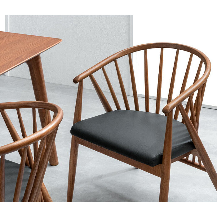 ［単脚］和モダン ダイニングチェア 単品 完成品 アッシュ 無垢材 肘付き  木製〔03160172〕