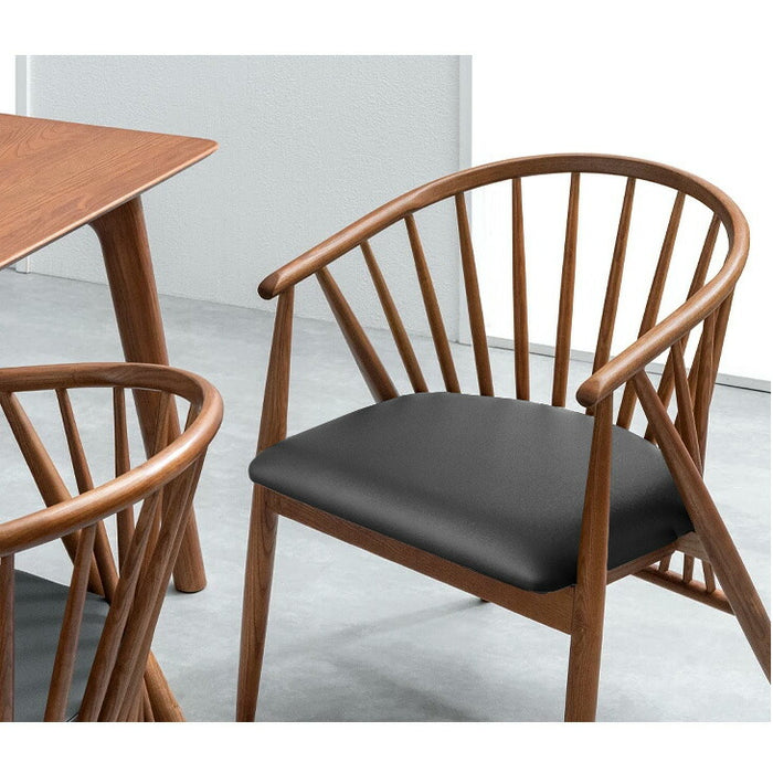 ［4脚セット］和モダン ダイニングチェア 単品 完成品 アッシュ 無垢材 肘付き 木製〔03160246〕