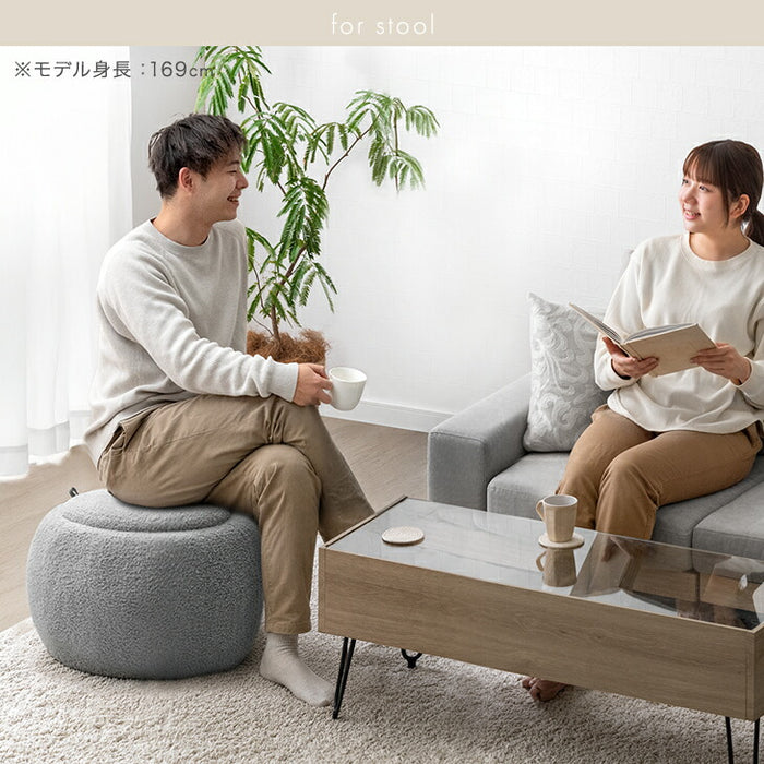 収納付き スツール ファブリック コンパクト クッション 腰掛け 椅子 チェア サイドテーブル 完成品〔03300005〕