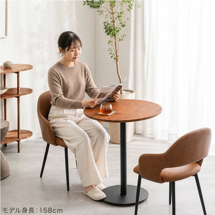 ［60cm］カフェテーブル 円形 正方形 天然木 1本脚 コンパクト 北欧〔03300007〕