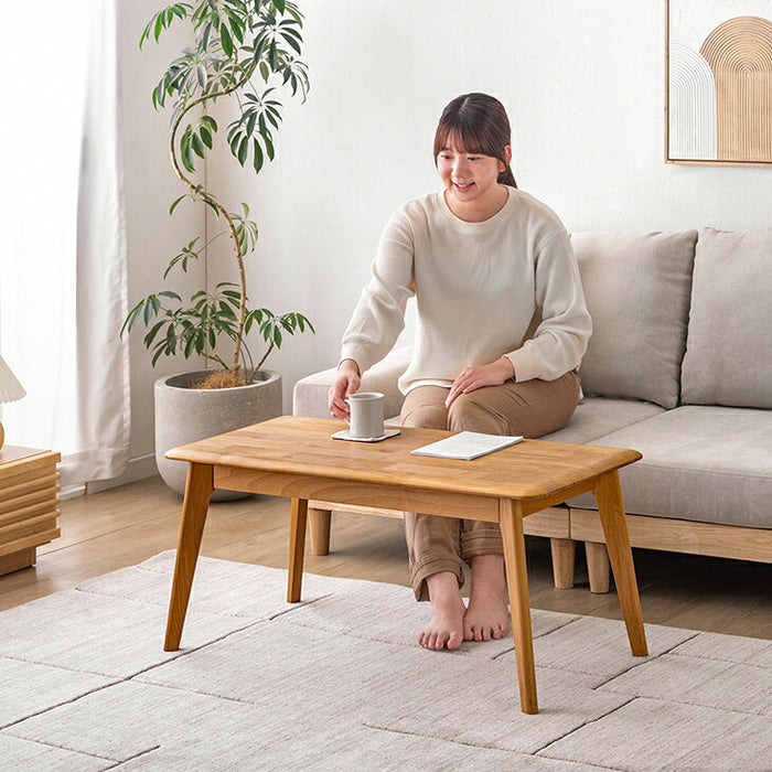 ［95×45cm］天然木 センターテーブル 収納付き 引き出し 木製 リビング テーブル〔04800004〕