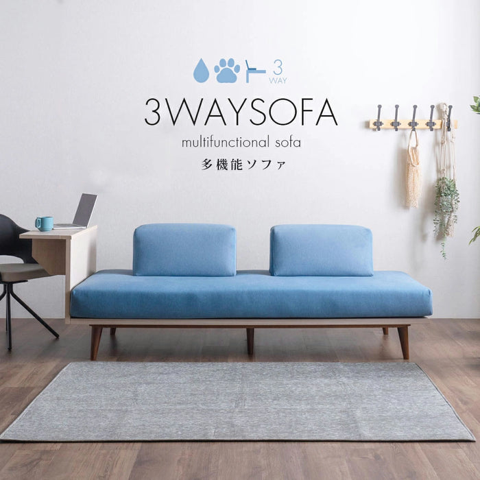 折り畳みテーブル付 ソファ 3Way サイドテーブル お掃除ロボ対応 ポケットコイル 撥水 カバーリング 天然木 高脚 クッション【超大型商品】〔07100011〕