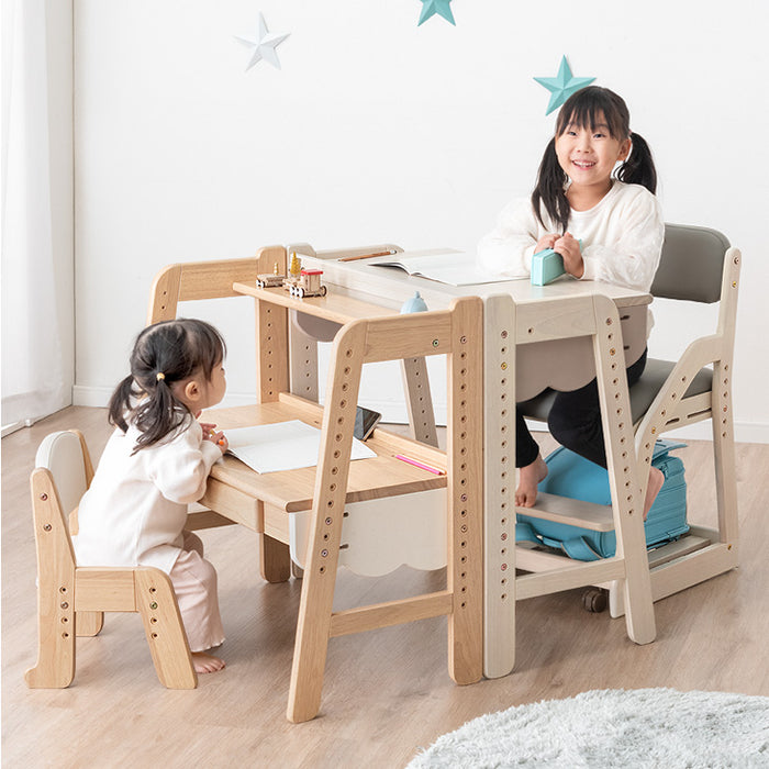 現役ママが考えた ハイ＆ローデスク 天然木 タブレットスタンド高さ調整 引き出し 子供用 木製 お絵描き 入園 プレゼント〔49600312〕