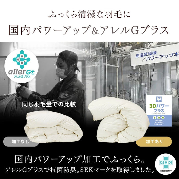 ≪累計30万枚突破≫ [シングル] 羽毛布団 ホワイトダックダウン90％ W防ダニ 日本製 CILシルバーラベル 抗菌 2倍洗浄 30マスキルト 350dp以上 かさ高145mm以上 7年保証 ウォッシャブル 〔10119001〕