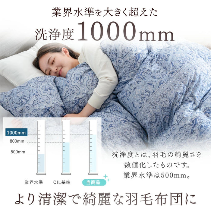 ≪累計30万枚突破≫ [シングル] 羽毛布団 ホワイトダックダウン90％ W防ダニ 日本製 CILシルバーラベル 抗菌 2倍洗浄 30マスキルト 350dp以上 かさ高145mm以上 7年保証 ウォッシャブル 〔10119001〕