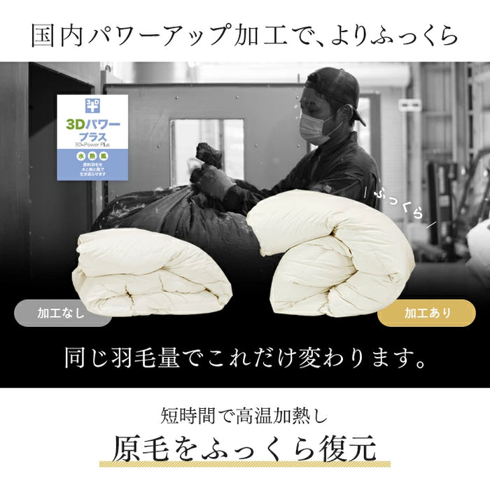 [シングル] 2枚合わせ 羽毛布団 ホワイトダックダウン85％ CILレッドラベル 立体キルト 300dp以上 日本製〔10119064〕