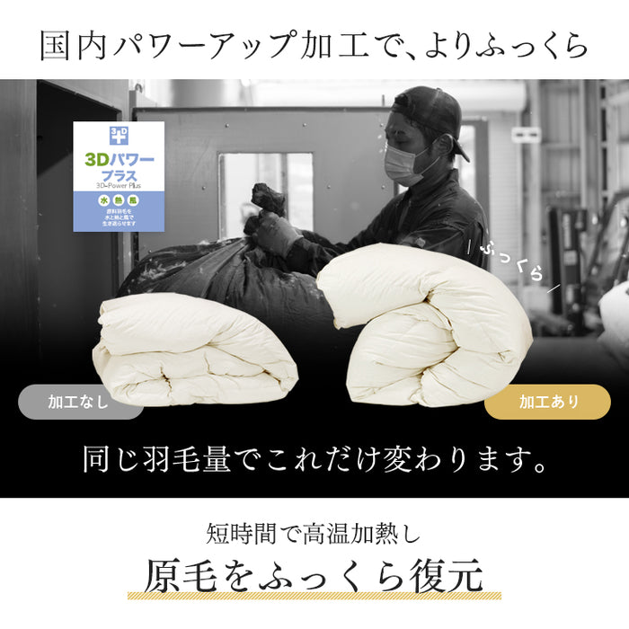 [セミダブル] 女神の羽毛布団 増量 1.6kg ポーランド産マザーグースダウン95％ CILブラックラベル 440dp 二層キルト かさ高180mm以上 日本製 〔10119084〕