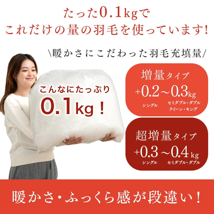 [ダブル] 女神の羽毛布団 増量1.7kg ポーランド産 マザーグース グースダウン 95％ 超長綿 60サテン 440dp 日本製〔10119046〕