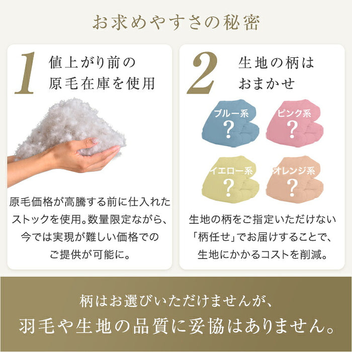 《2026スペシャル》［ダブル］羽毛布団 洗える ダックダウン90％ 立体キルト 380dp以上 日本製 軽量 暖かい〔11100461〕