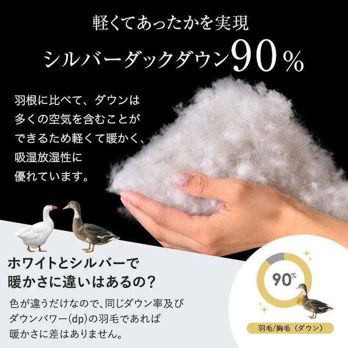 《2026スペシャル》［ダブル］羽毛布団 洗える ダックダウン90％ 立体キルト 380dp以上 日本製 軽量 暖かい〔11100461〕