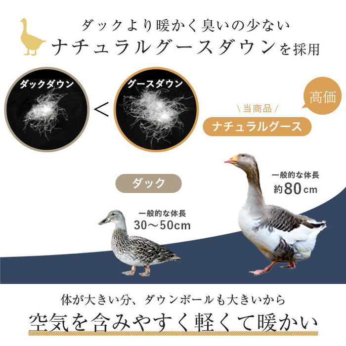 《2026スペシャル》［ダブル］羽毛布団 柄任せ コインランドリーで洗える グースダウン93％ 日本製 収納ケース付き〔11100470〕