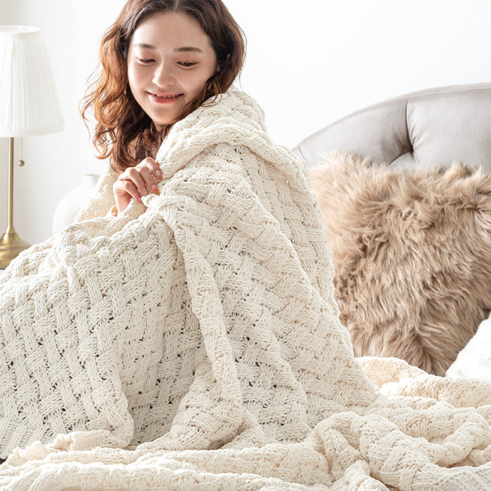 ［ハーフ］moket light ブランケット 洗える ニット 手編み 毛布 冬用  〔91500001〕