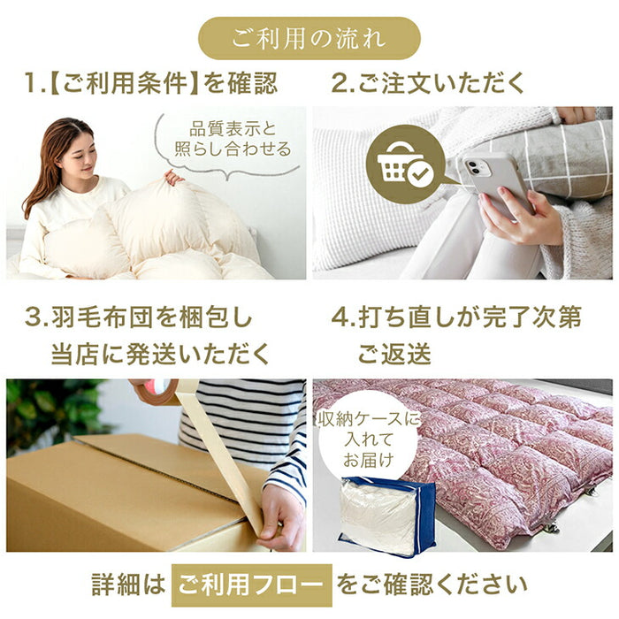 ［シングル］羽毛布団 リフォーム 打ち直し プレミアムタイプ〔11156734〕