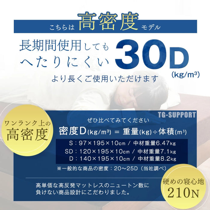 ［ダブル］確かな品質「純」高反発マットレス 高密度30D 210N 厚み10cm〔13810018〕
