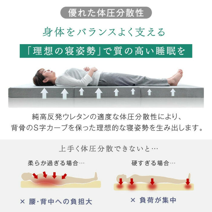[ダブル] ベッド 宮付き 高反発マットレス付き ブックシェルフ 収納付き 高さ調節 3段階 マットレスセット〔11719260〕