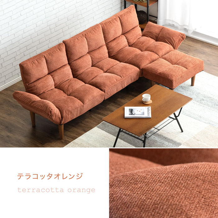 左右独立リクライニング ソファ 三人掛け オットマン付 ポケットコイル 北欧 肘掛 ロースタイル可 ファブリック生地〔15210157〕