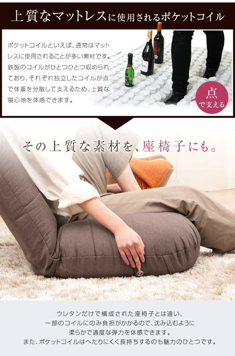 BIG ポケットコイル 座椅子 ポケットコイル 無段階 リクライニング座椅子 レバー式  〔16210001〕