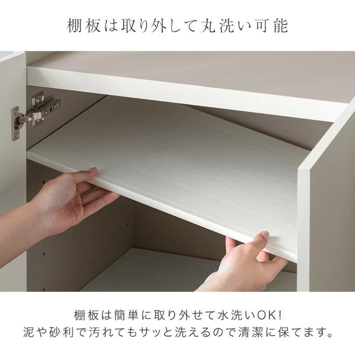 【新発売記念プライス】［幅75cm］シューズボックス 国産 完成品 ロータイプ 大容量 可動棚 扉 日本製 大川家具〔17000005〕