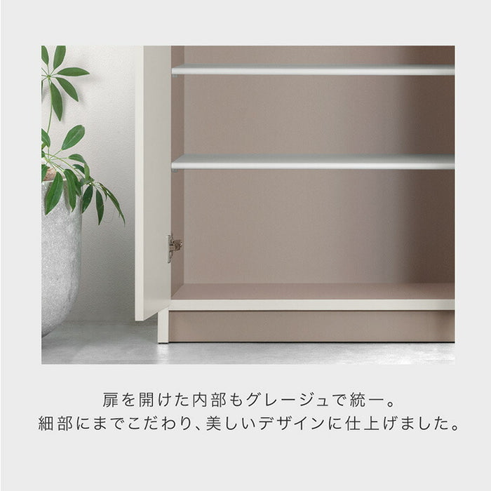 【新発売記念プライス】［幅90cm］シューズボックス ミラー付き 国産 完成品 ハイタイプ 大容量 可動棚 扉 日本製 大川家具〔17000008〕