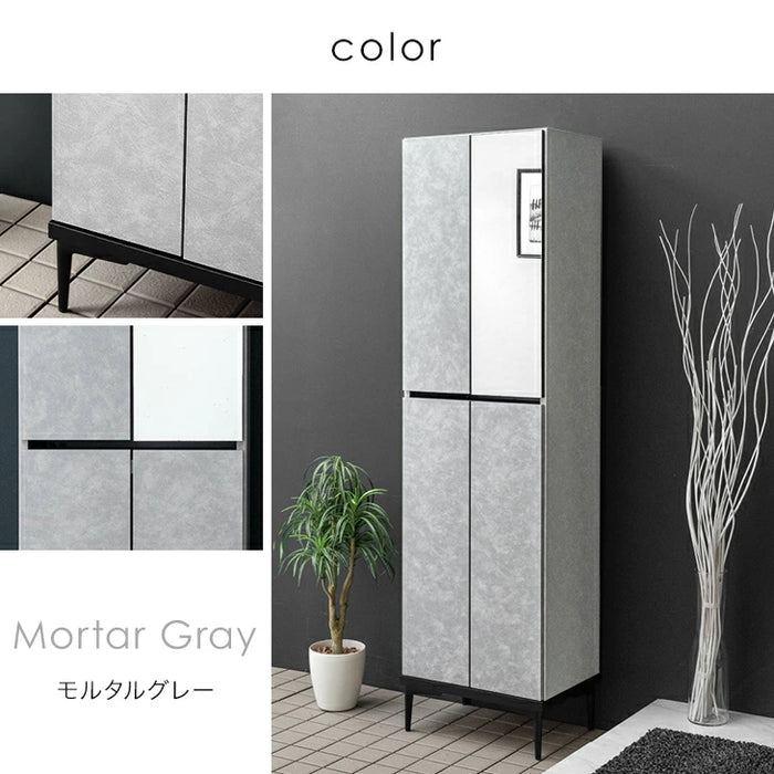 ［幅50］シューズボックス 国産 完成品 ミラー付き 消臭機能付 姿見 下駄箱 ハイタイプ 玄関収納 靴箱【超大型商品】〔17010108〕
