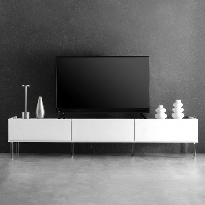 ［幅177］浮遊するテレビ台 国産 大川家具 透明脚 テレビラック 収納 引き出し【超大型商品】〔17100080〕
