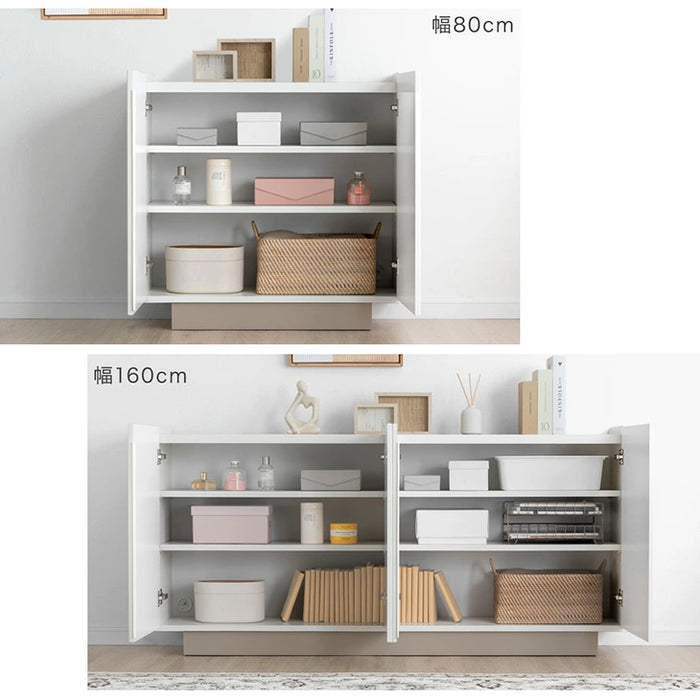 [幅160cm] 日本製 サイドボード 完成品 木製 扉付き 大容量 大川家具 北欧 サイドチェスト【超大型商品】〔17100091〕