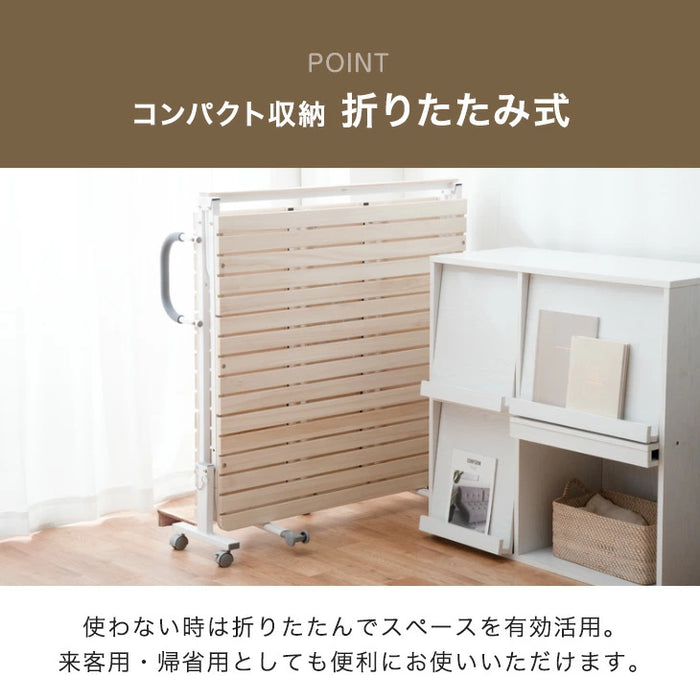 宮付き 折りたたみベッド 2口コンセント付 耐荷重300kg コンパクト 桐すのこ 折りたたみ〔17600152〕