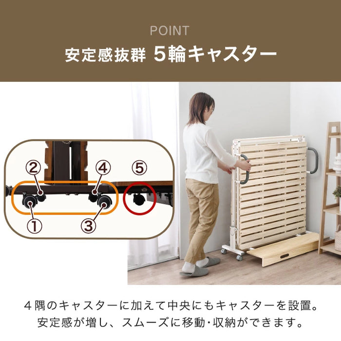 宮付き 折りたたみベッド 2口コンセント付 耐荷重300kg コンパクト 桐すのこ 折りたたみ〔17600152〕