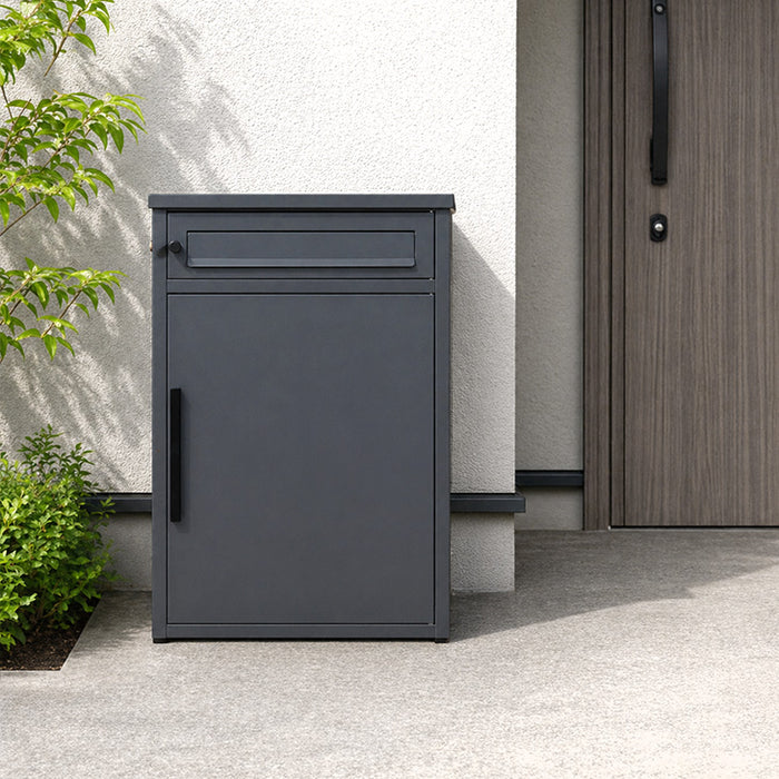 《75Lタイプ》ポスト一体型 宅配ボックス 完成品 鍵付き 大容量75L 置き配 防水 指示マグネット付 組立不要 LIVBOX ーリブボックスー〔93800001〕