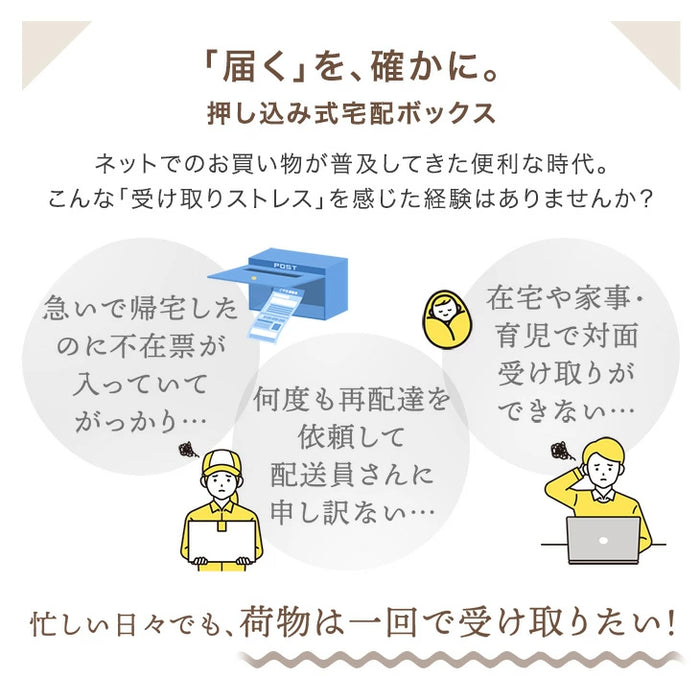 LIVBOX ーリブボックスー 宅配ボックス 押し込み式 複数投函 OK 大容量 100L LIVBOX プッシュキー 一戸建て用〔17600208〕