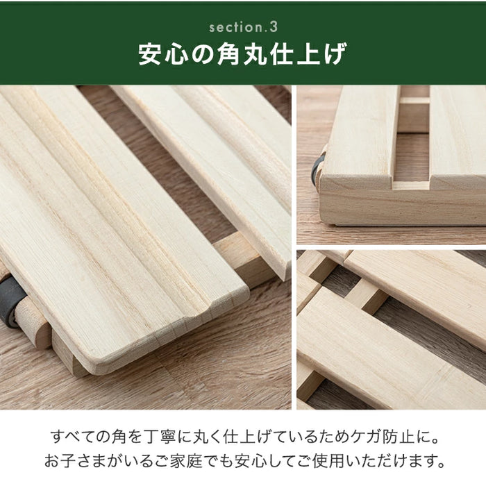 ［セミダブル］ 3つ折りすのこベッド 頑丈タイプ 桐 すのこマット カビ対策 湿気対策 ベッド すのこ〔17600188〕