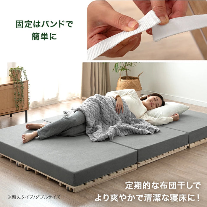 ［セミダブル］ 3つ折りすのこベッド 頑丈タイプ 桐 すのこマット カビ対策 湿気対策 ベッド すのこ〔17600188〕