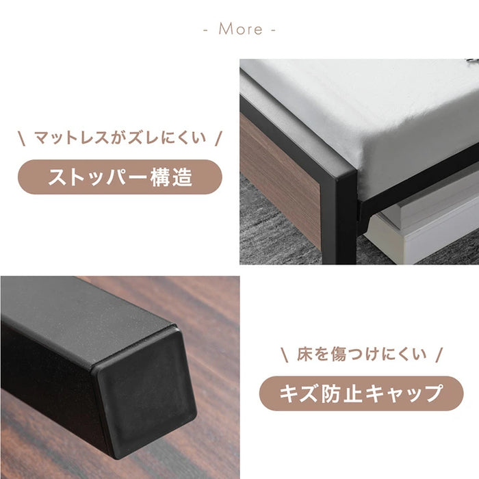 ［ダブル］ボンネルコイルマットレス付き 超スピード組立 ベッド 特許出願中 高耐荷重 2コンセント付 スチールベッド 宮棚付き 20cm厚 マットレス〔00100062〕