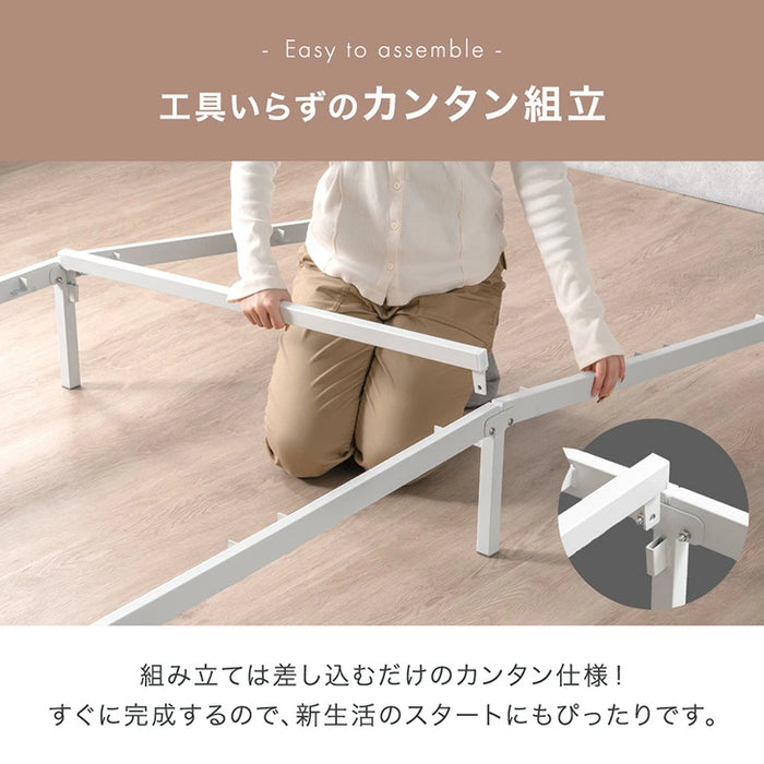 ［ダブル］ボンネルコイルマットレス付き 超スピード組立 ベッド 特許出願中 高耐荷重 2コンセント付 スチールベッド 宮棚付き 20cm厚 マットレス〔00100062〕