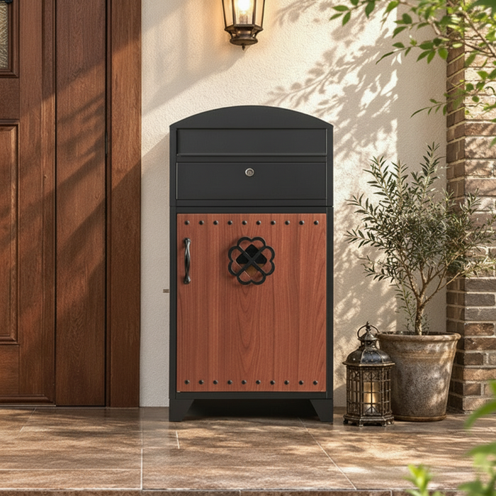 LIVBOX ーリブボックスー レトロカントリー 宅配ボックス ポスト一体型 大容量 100L 鍵付き LIVBOX リブボックス 一戸建て用〔17600207〕