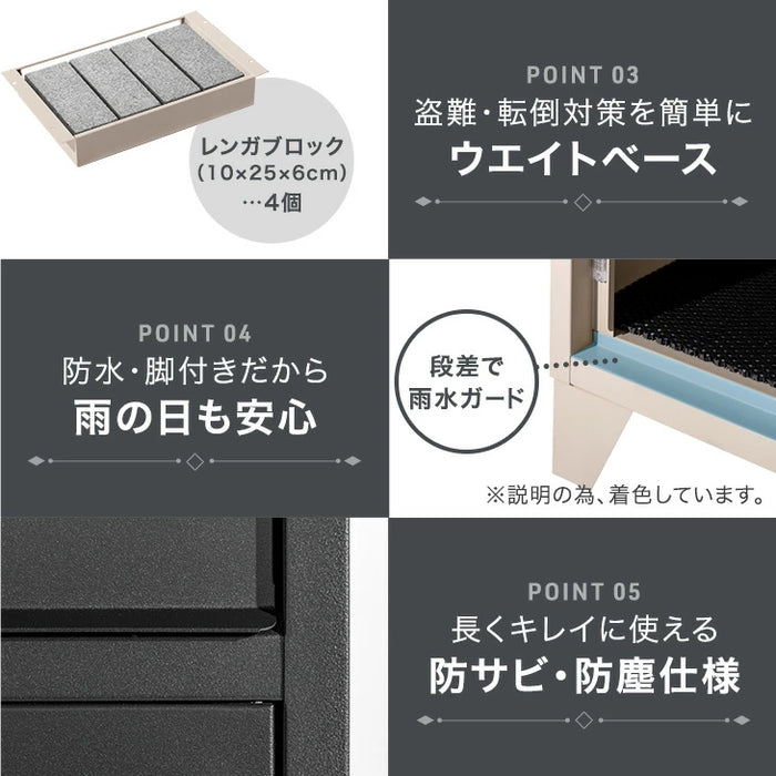 LIVBOX ーリブボックスー 宅配ボックス 押し込み式 複数投函 OK 大容量 100L LIVBOX プッシュキー 一戸建て用〔17600208〕