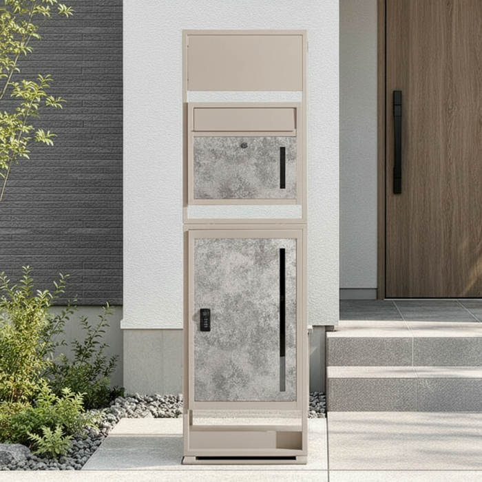 LIVBOX ーリブボックスー 門柱 宅配ボックス ポスト 一体型 置き型 複数投函OK 大容量 101L ゼロリターン ダイヤル式 鍵付き 一戸建て用 置き配 盗難防止 屋外 防水 おしゃれ〔17600209〕