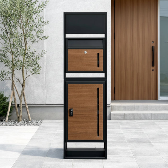 LIVBOX ーリブボックスー 門柱 宅配ボックス ポスト 一体型 置き型 複数投函OK 大容量 101L ゼロリターン ダイヤル式 鍵付き 一戸建て用 置き配 盗難防止 屋外 防水 おしゃれ〔17600209〕