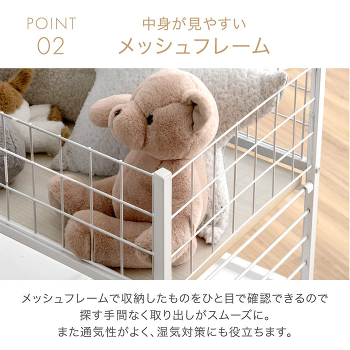 ［幅38cm］押入れ収納 キャスター付き 2段 大容量 高さ調節 スチール クローゼット収納〔17600213〕