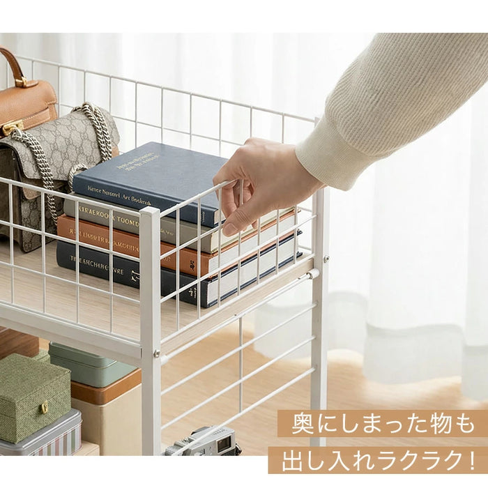 ［幅38cm］押入れ収納 キャスター付き 2段 大容量 高さ調節 スチール クローゼット収納〔17600213〕