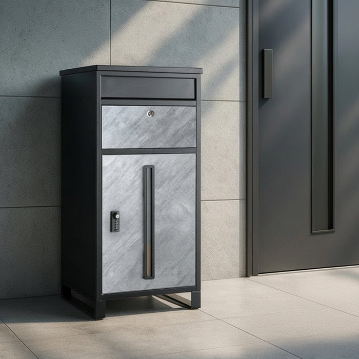 宅配ボックス 押し込み式 ポスト一体型 大容量 135L ゼロリターン 脚付き LIVBOX ーリブボックスー 〔17600226〕