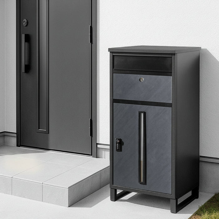 宅配ボックス 押し込み式 ポスト一体型 大容量 135L ゼロリターン 脚付き LIVBOX ーリブボックスー 〔17600226〕