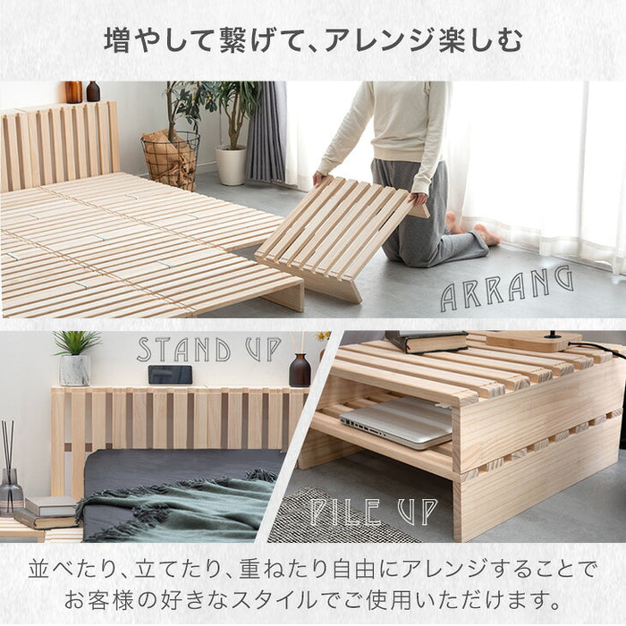 ［シングル(幅97cm)・パレット8枚］パレットベッド マットレス付き 極厚22cm ポケットコイル 天然木パイン すのこベッド〔17620178〕