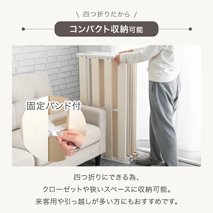 ［ダブル］組み立て“超ラク” 折りたたみ すのこベッド 四つ折り 天然木 高さ調整 すのこ フレーム〔17620123〕