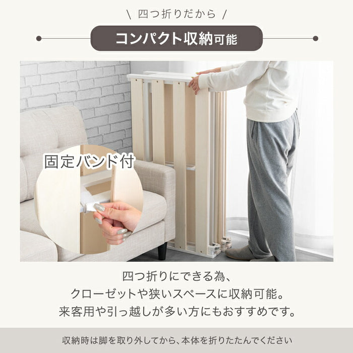［セミダブル］組み立て“超ラク” 折りたたみ すのこベッド 四つ折り 天然木 高さ調整 すのこ フレーム〔17620122〕